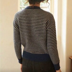 Navy and White Women's Sweater